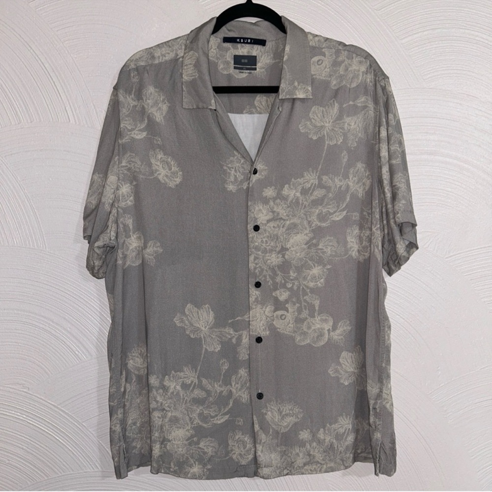 Ksubi Mens Button Up Shirt Size XL Floral Short Sleeve